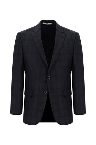  Koyu Antrasit Slim Fit Dar Kesim Klasik Ekose Takım Elbise