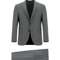 Koyu Füme Slim Fit Dar Kesim Klasik Ekose Takım Elbise