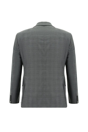  Koyu Füme Slim Fit Dar Kesim Klasik Ekose Takım Elbise