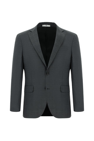  Koyu Antrasit Slim Fit Dar Kesim Klasik Ekose Takım Elbise