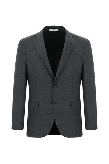  Koyu Antrasit Slim Fit Dar Kesim Klasik Ekose Takım Elbise