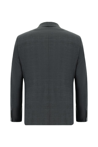  Koyu Antrasit Slim Fit Dar Kesim Klasik Ekose Takım Elbise