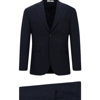 Koyu Lacivert 4 Drop Relaxed Fit Rahat Kesim Ekose Beli Lastikli Takım Elbise