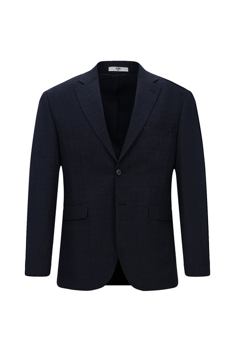 Koyu Lacivert 4 Drop Relaxed Fit Rahat Kesim Ekose Beli Lastikli Takım Elbise