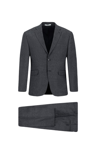  Koyu Füme 4 Drop Relaxed Fit Rahat Kesim Ekose Takım Elbise