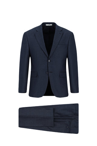  Koyu Lacivert 4 Drop Relaxed Fit Rahat Kesim Ekose Takım Elbise
