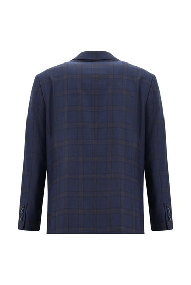 Koyu Lacivert 7 Drop Slim Fit Dar Kesim Ekose Kombinli Takım Elbise