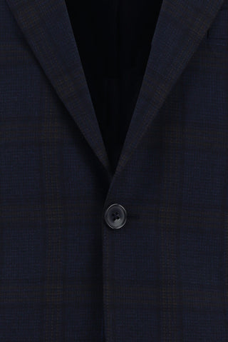  Koyu Lacivert 7 Drop Slim Fit Dar Kesim Ekose Kombinli Tak?m Elbise-Ki??l?