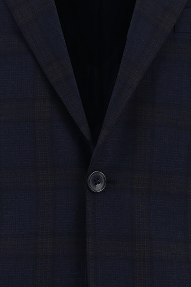  Koyu Lacivert Regular Fit Ekose Kombinli Takım Elbise