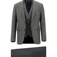 Koyu Füme Slim Fit Dar Kesim Kombinli Yelekli Takım Elbise