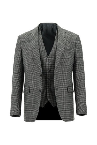  Koyu Füme Slim Fit Dar Kesim Kombinli Yelekli Takım Elbise