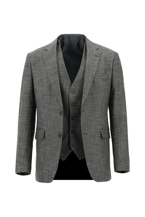 Koyu Füme 7 Drop Slim Fit Dar Kesim Kombinli Yelekli Takım Elbise