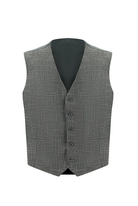 Koyu Füme 7 Drop Slim Fit Dar Kesim Kombinli Yelekli Takım Elbise