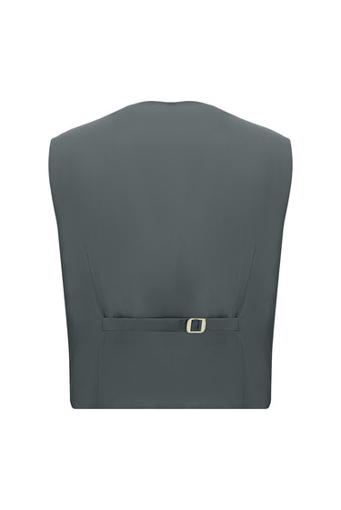 Koyu Füme Slim Fit Dar Kesim Kombinli Yelekli Takım Elbise