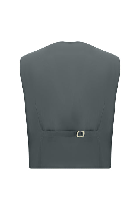 Koyu Füme 7 Drop Slim Fit Dar Kesim Kombinli Yelekli Takım Elbise