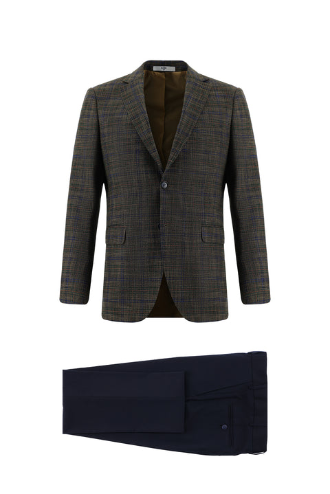 Koyu Vizon 6 Drop Regular Fit Standart Kesim Kombinli Ekose Takım Elbise