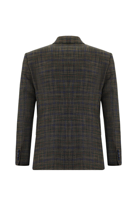 Koyu Vizon 6 Drop Regular Fit Standart Kesim Kombinli Ekose Takım Elbise