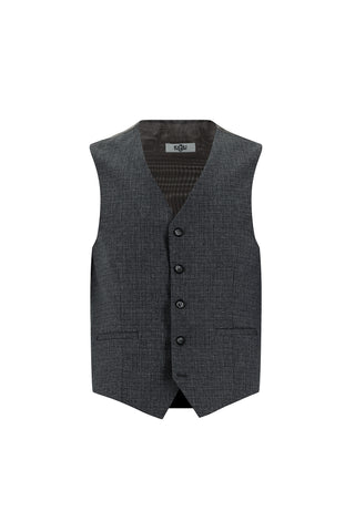  Orta Füme Super Slim Fit Ekstra Dar Kesim Ekose Yelekli Kombinli Takım Elbise