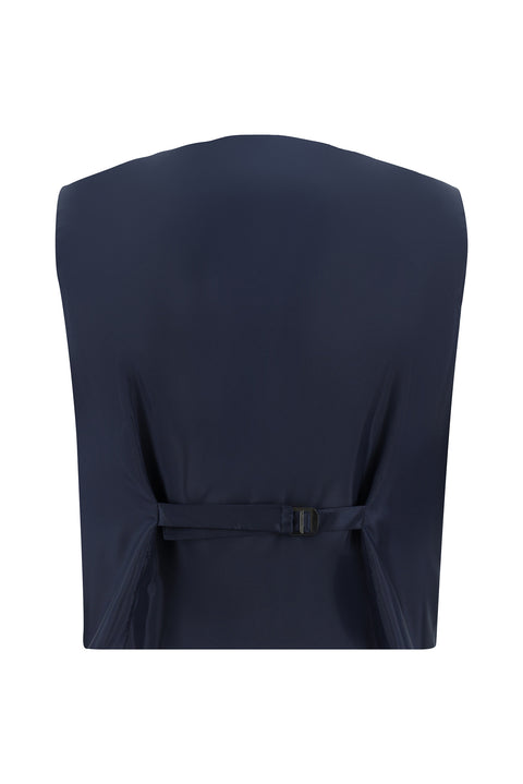 Koyu Lacivert 6 Drop Regular Fit Standart Kesim Ekose Yelekli Kombinli Takım Elbise