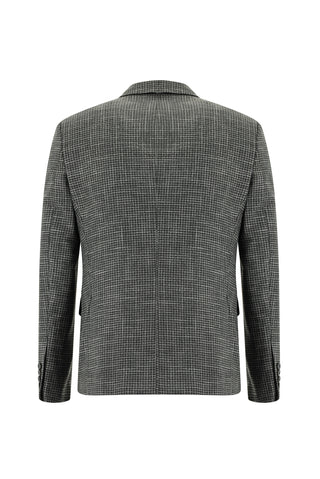  Koyu Füme Slim Fit Dar Kesim Ekose Yelekli Kombinli Takım Elbise