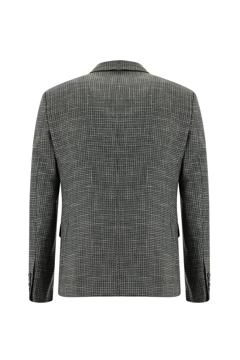 Koyu Füme 7 Drop Slim Fit Dar Kesim Ekose Yelekli Kombinli Takım Elbise