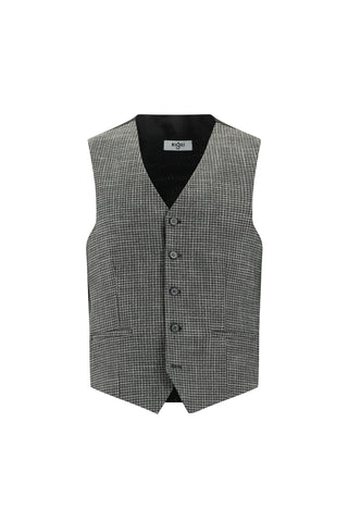  Koyu Füme Slim Fit Dar Kesim Ekose Yelekli Kombinli Takım Elbise