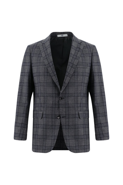 Orta Füme 6 Drop Regular Fit Standart Kesim Kombinli Ekose Takım Elbise