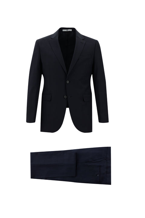 Koyu Lacivert 7 Drop Slim Fit Dar Kesim Yünlü Takım Elbise