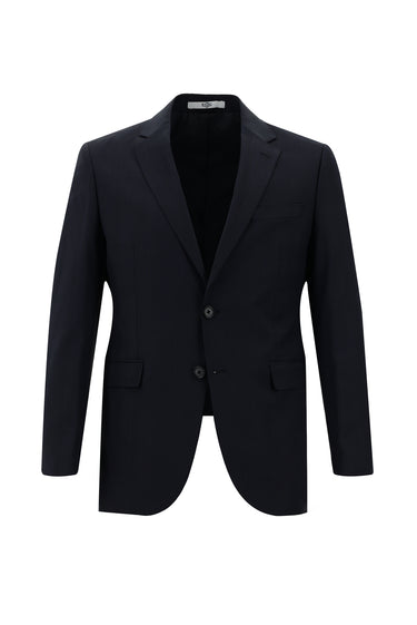 Koyu Lacivert Slim Fit Dar Kesim Yünlü Klasik Takım Elbise
