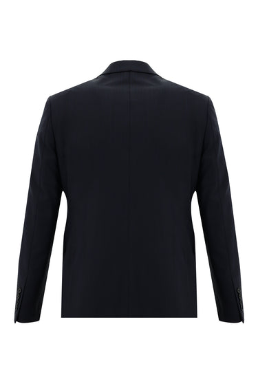 Koyu Lacivert Slim Fit Dar Kesim Yünlü Klasik Takım Elbise