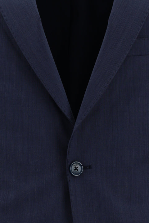 Açık Lacivert 7 Drop Slim Fit Dar Kesim Yünlü Ekose Takım Elbise