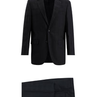 Black 4-Drop Relaxed Fit Wool Plaid Suit
