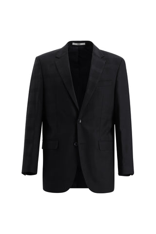  Siyah Relaxed Fit Rahat Kesim Yünlü Klasik Ekose Takım Elbise