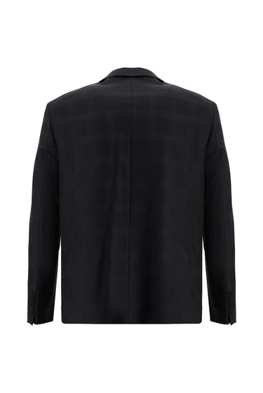 Siyah Relaxed Fit Rahat Kesim Yünlü Klasik Ekose Takım Elbise