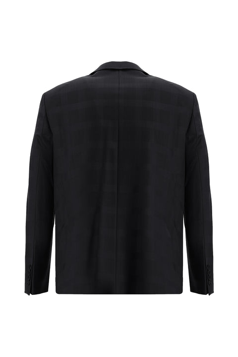 Black 4-Drop Relaxed Fit Wool Plaid Suit