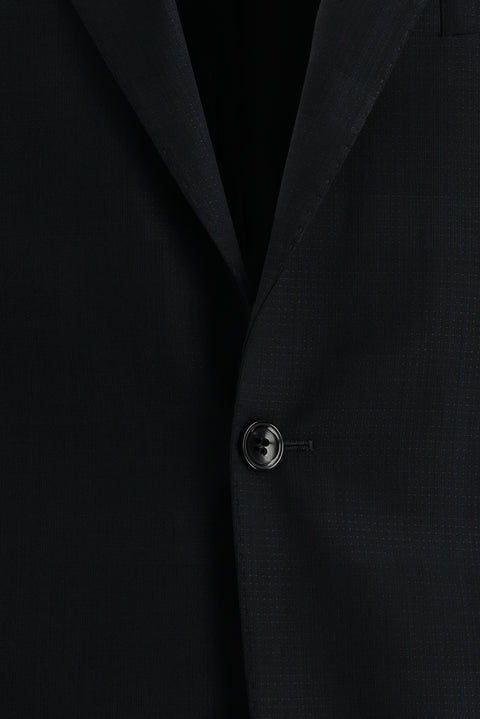 Siyah 4 Drop Relaxed Fit Rahat Kesim Yünlü Ekose Takım Elbise