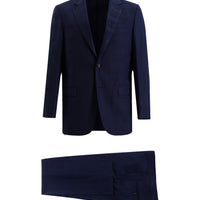 Light Navy Blue 6 Drop Regular Fit Standard Cut Wool Plaid Suit