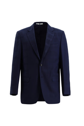  Açık Lacivert Relaxed Fit Rahat Kesim Yünlü Klasik Ekose Takım Elbise