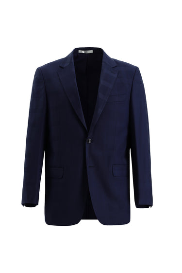  Açık Lacivert Relaxed Fit Rahat Kesim Yünlü Klasik Ekose Takım Elbise