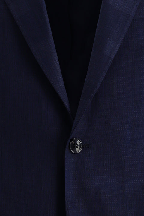 Açık Lacivert 4 Drop Relaxed Fit Rahat Kesim Yünlü Ekose Takım Elbise