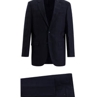 Orta Lacivert Regular Fit Yünlü Klasik Ekose Takım Elbise
