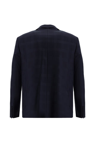  Orta Lacivert Relaxed Fit Rahat Kesim Yünlü Klasik Ekose Takım Elbise