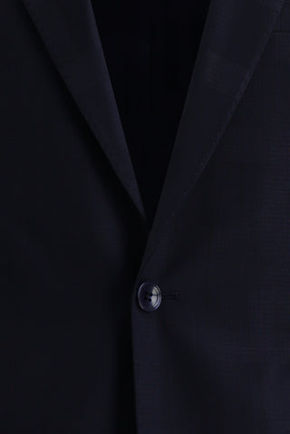 Orta Lacivert Regular Fit Yünlü Klasik Ekose Takım Elbise