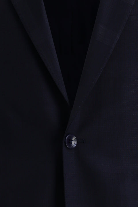 Orta Lacivert 6 Drop Regular Fit Standart Kesim Yünlü Ekose Takım Elbise