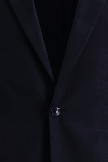  Orta Lacivert Relaxed Fit Rahat Kesim Yünlü Klasik Ekose Takım Elbise