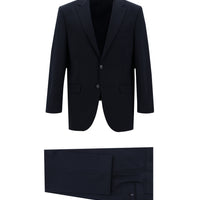 Medium Navy 7 Drop Slim Fit Narrow Cut Wool Patterned Suit