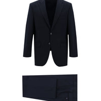 Orta Lacivert Slim Fit Dar Kesim Yünlü Klasik Desenli Takım Elbise