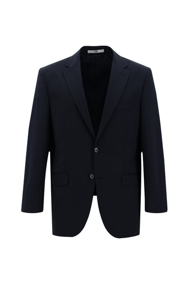 Orta Lacivert Slim Fit Dar Kesim Yünlü Klasik Desenli Takım Elbise