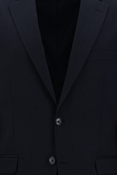 Orta Lacivert Slim Fit Dar Kesim Yünlü Klasik Desenli Takım Elbise