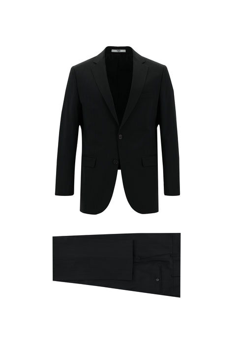 Koyu Antrasit 7 Drop Slim Fit Dar Kesim Yünlü Desenli Takım Elbise